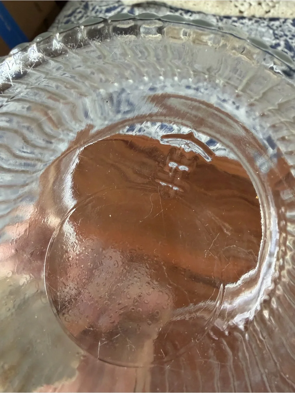 Vintage Clear Glass Ribbed Storage Jar with Lid - Clear EUC new chips cracks
